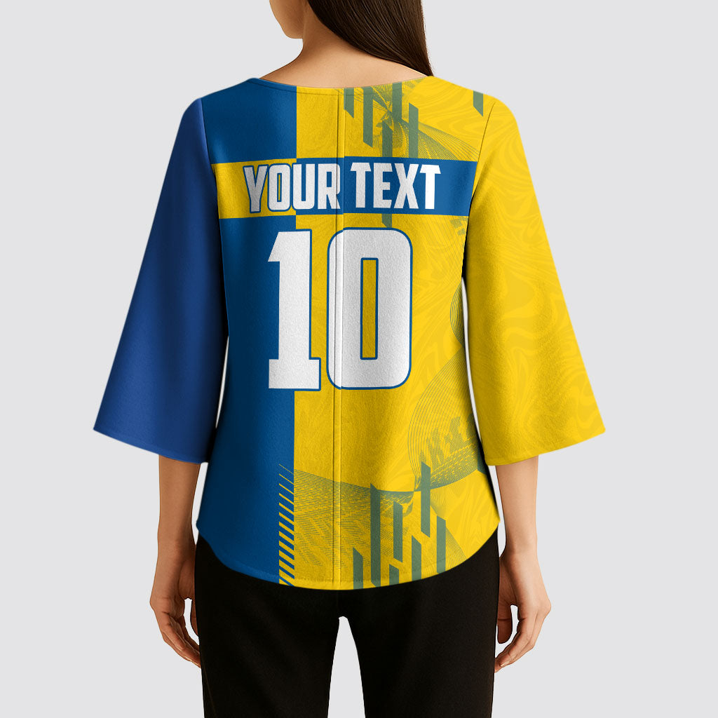 Personalized Sweden Soccer Kimono Sleeve Blouse Swedish Flag - Moose Football Mascot