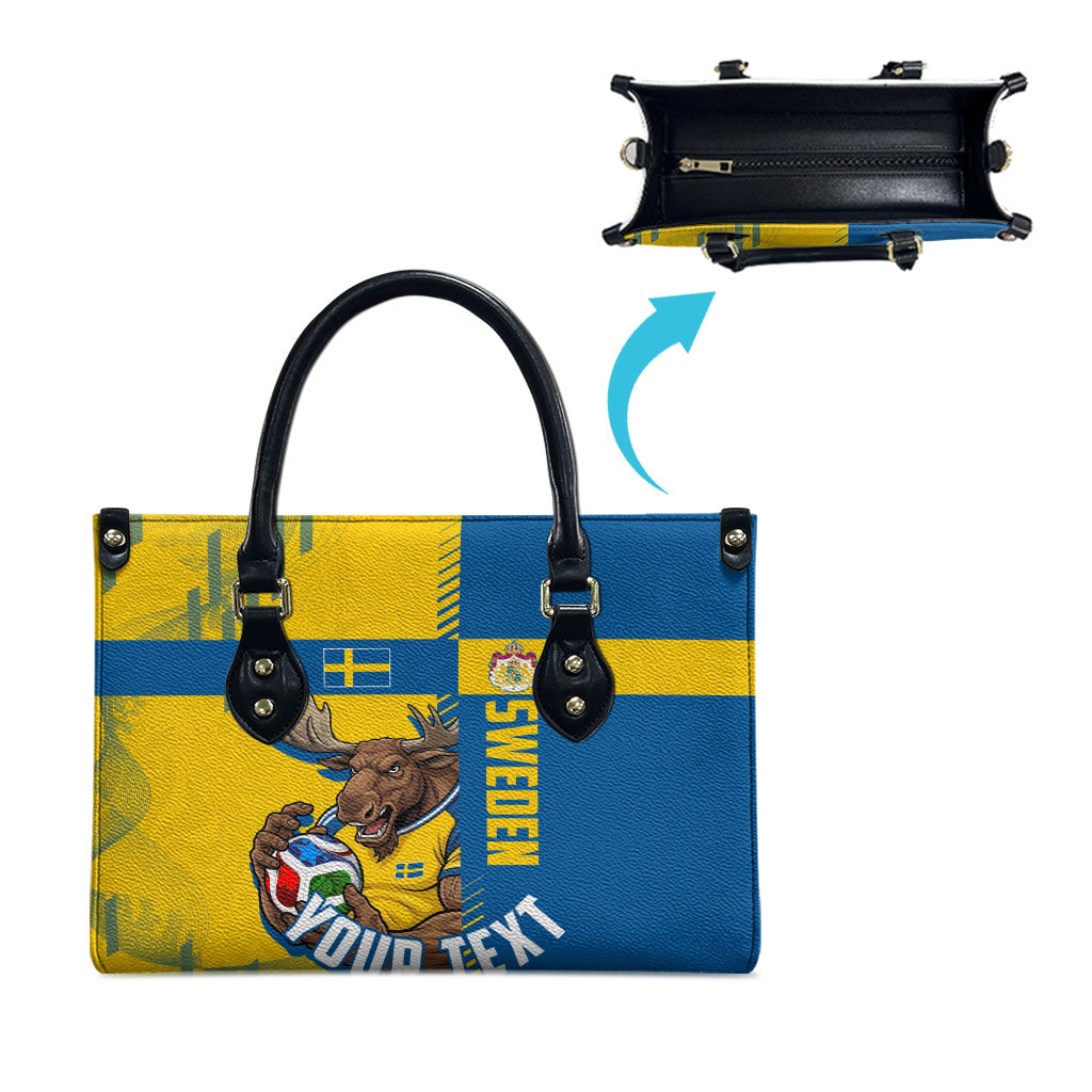 Personalized Sweden Soccer Leather Bag Swedish Flag - Moose Football Mascot