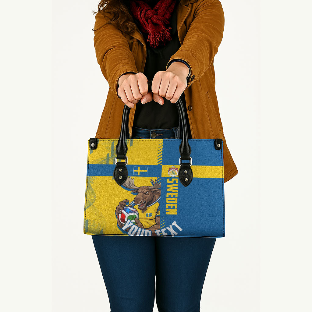 Personalized Sweden Soccer Leather Bag Swedish Flag - Moose Football Mascot