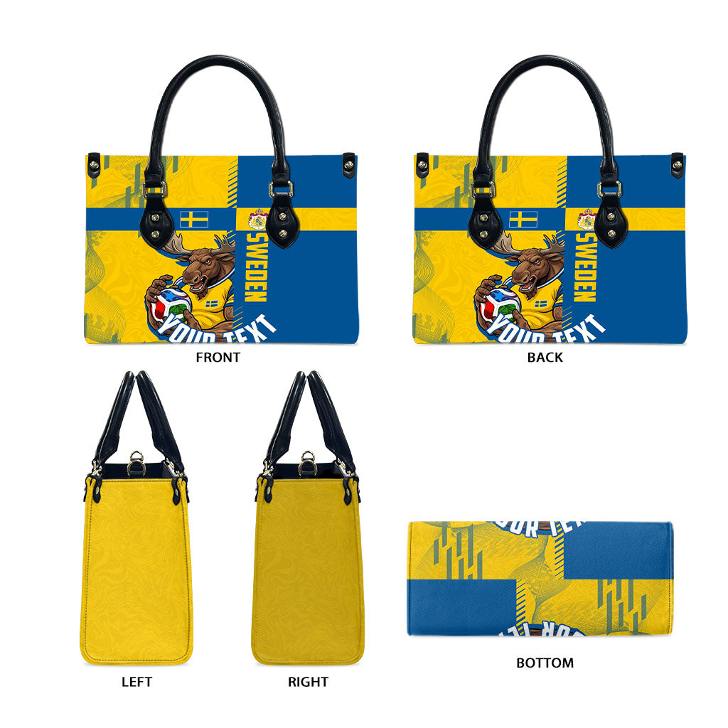 Personalized Sweden Soccer Leather Bag Swedish Flag - Moose Football Mascot