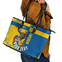 Personalized Sweden Soccer Leather Tote Bag Swedish Flag - Moose Football Mascot