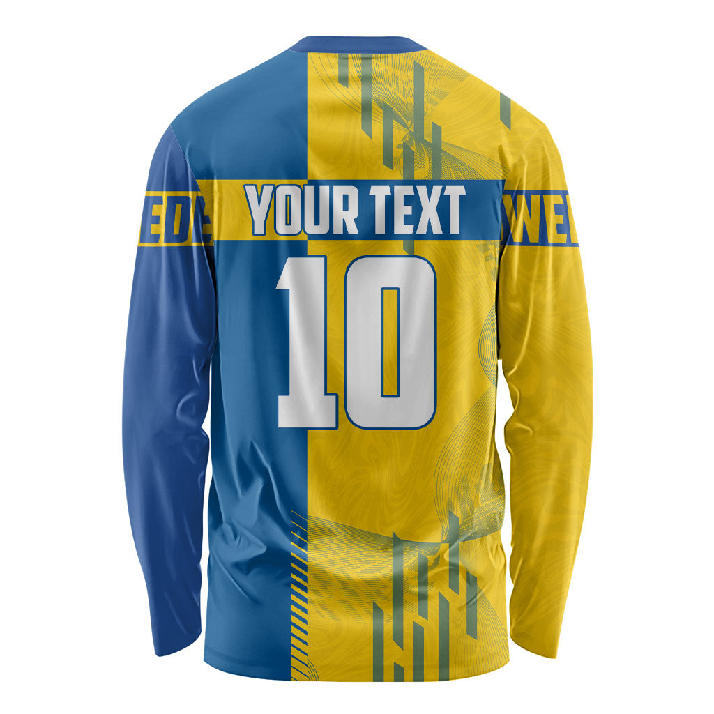 Personalized Sweden Soccer Long Sleeve Shirt Swedish Flag - Moose Football Mascot