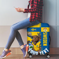 Personalized Sweden Soccer Luggage Cover Swedish Flag - Moose Football Mascot