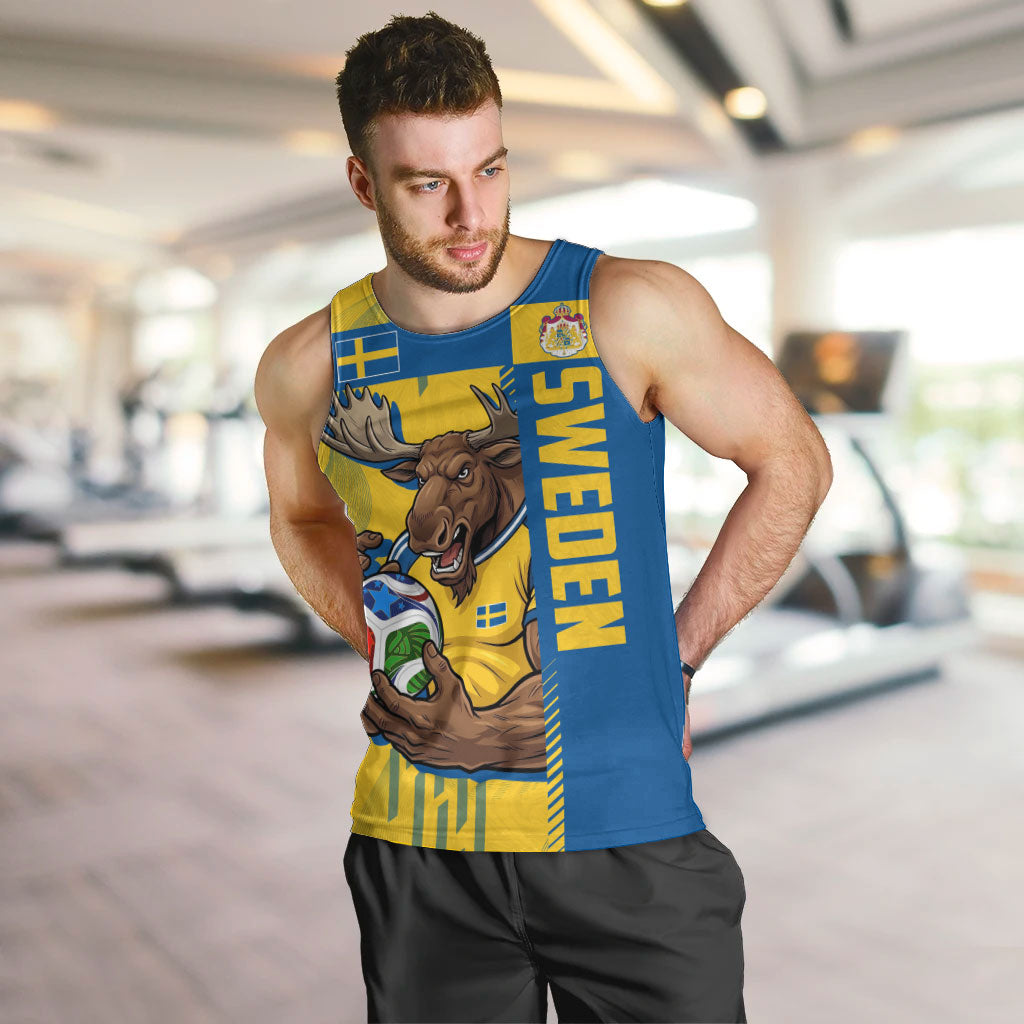 Personalized Sweden Soccer Men Tank Top Swedish Flag - Moose Football Mascot