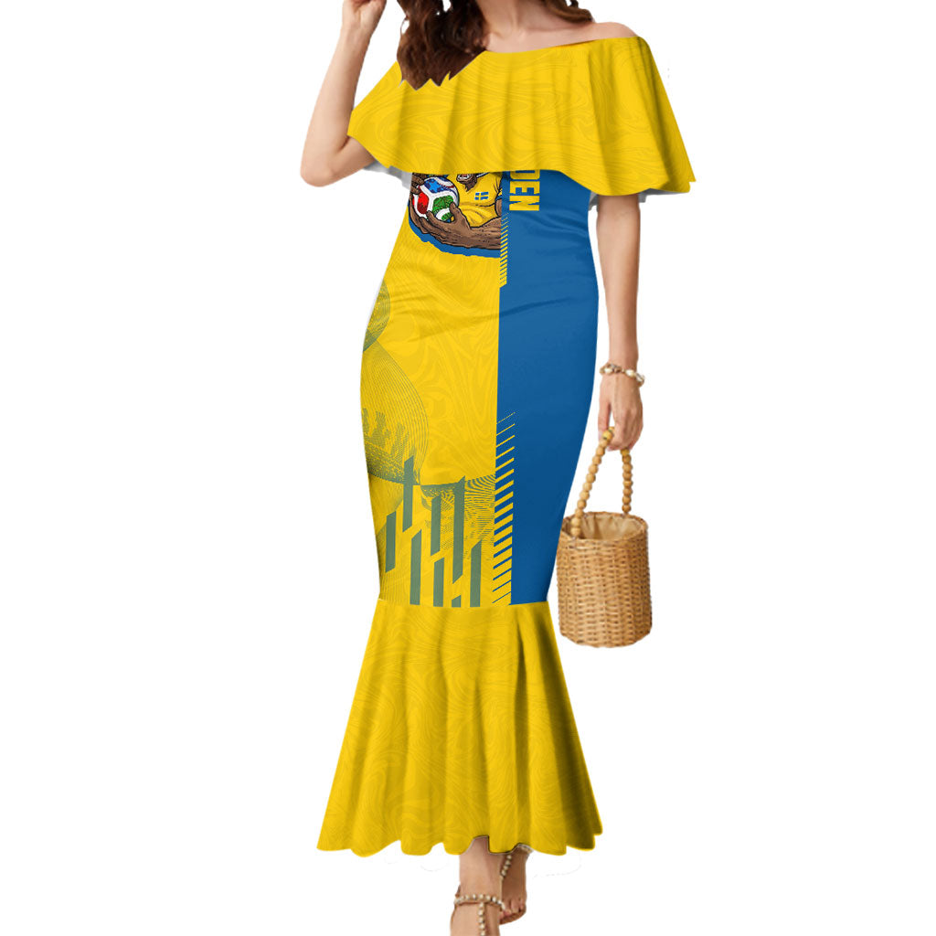 Personalized Sweden Soccer Mermaid Dress Swedish Flag - Moose Football Mascot