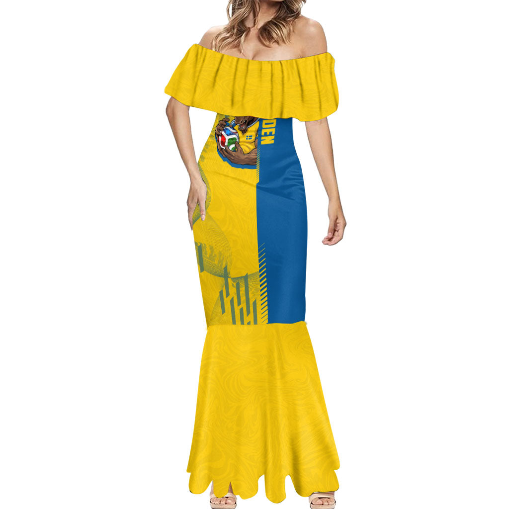 Personalized Sweden Soccer Mermaid Dress Swedish Flag - Moose Football Mascot