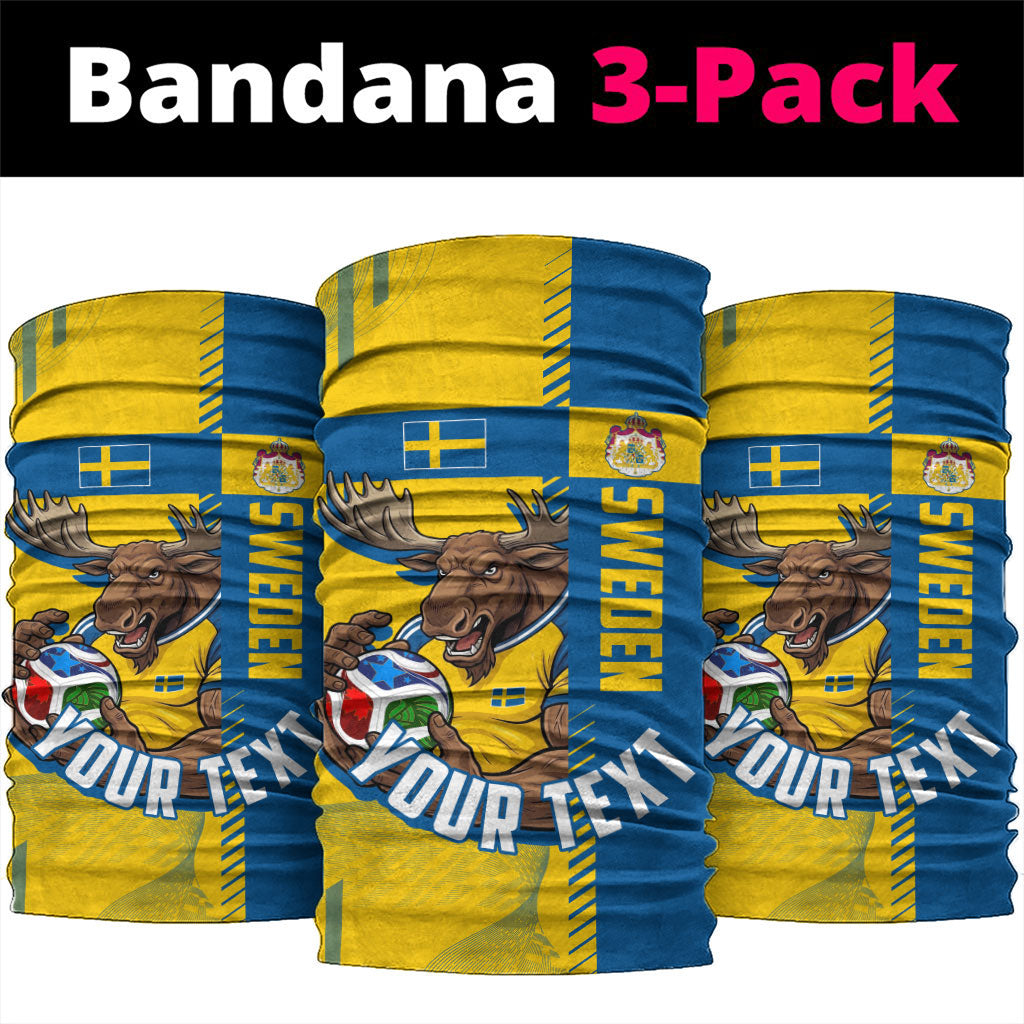 Personalized Sweden Soccer Neck Gaiter Swedish Flag - Moose Football Mascot