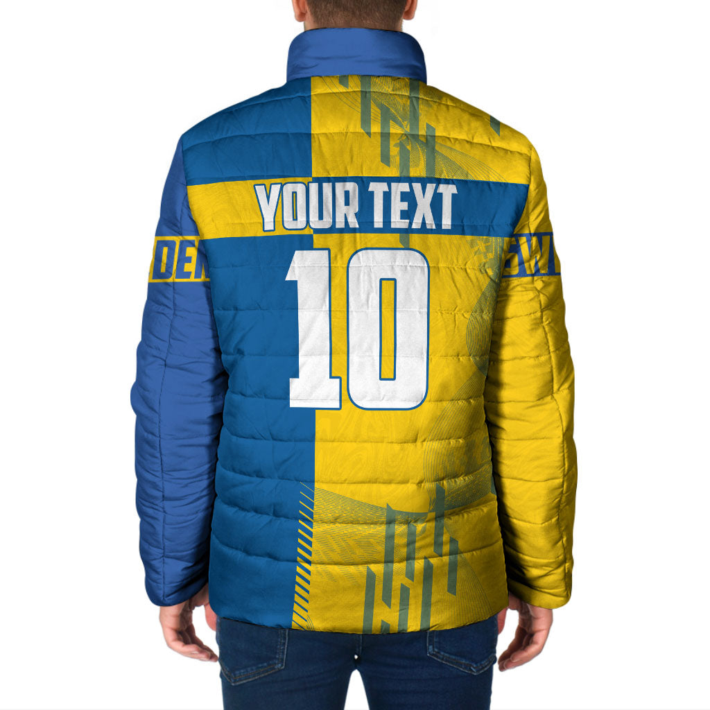 Personalized Sweden Soccer Padded Jacket Swedish Flag - Moose Football Mascot