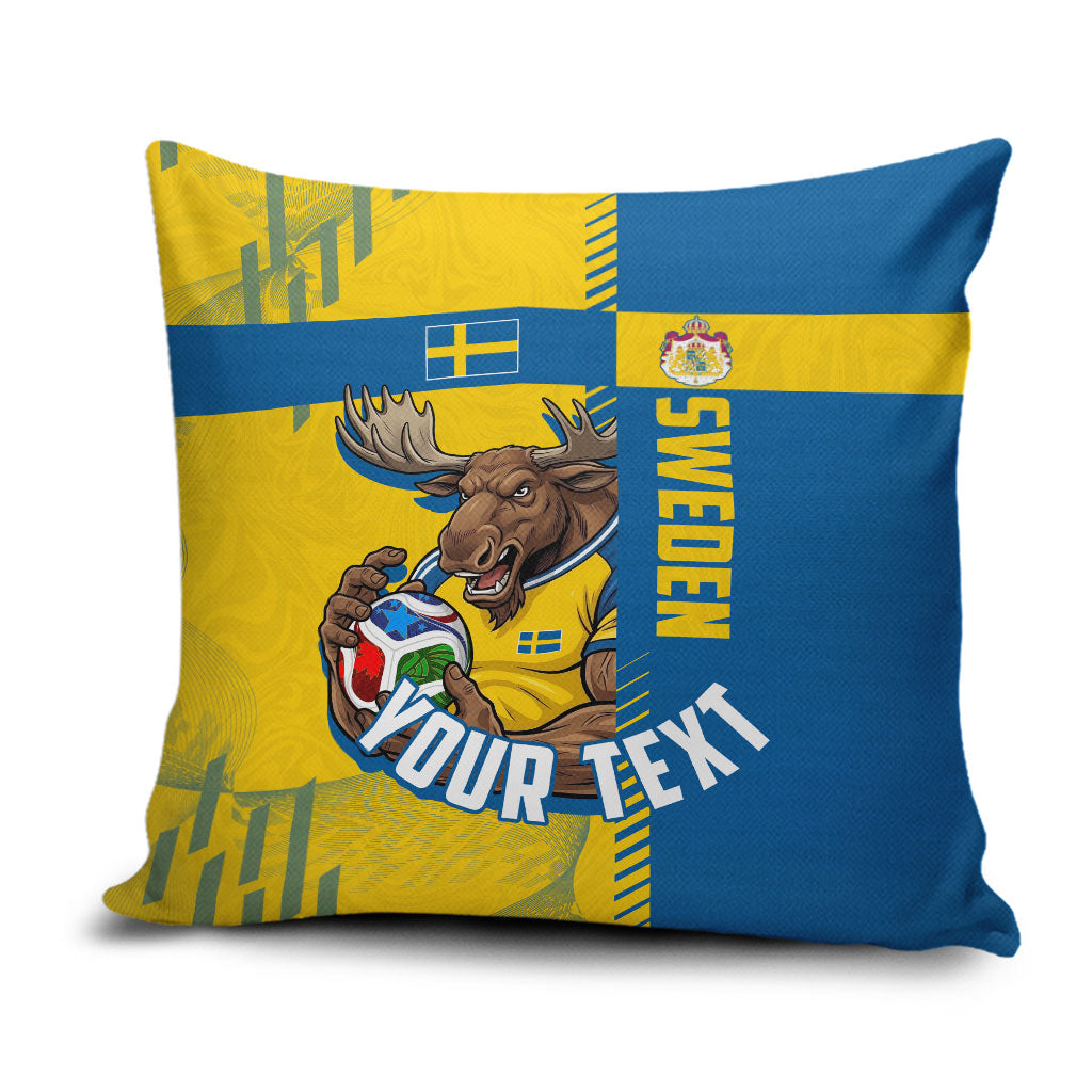 Personalized Sweden Soccer Pillow Cover Swedish Flag - Moose Football Mascot