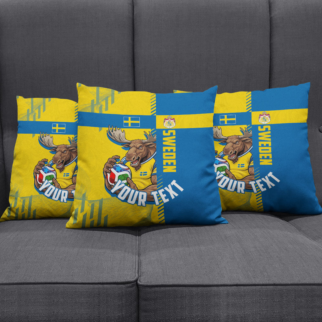 Personalized Sweden Soccer Pillow Cover Swedish Flag - Moose Football Mascot