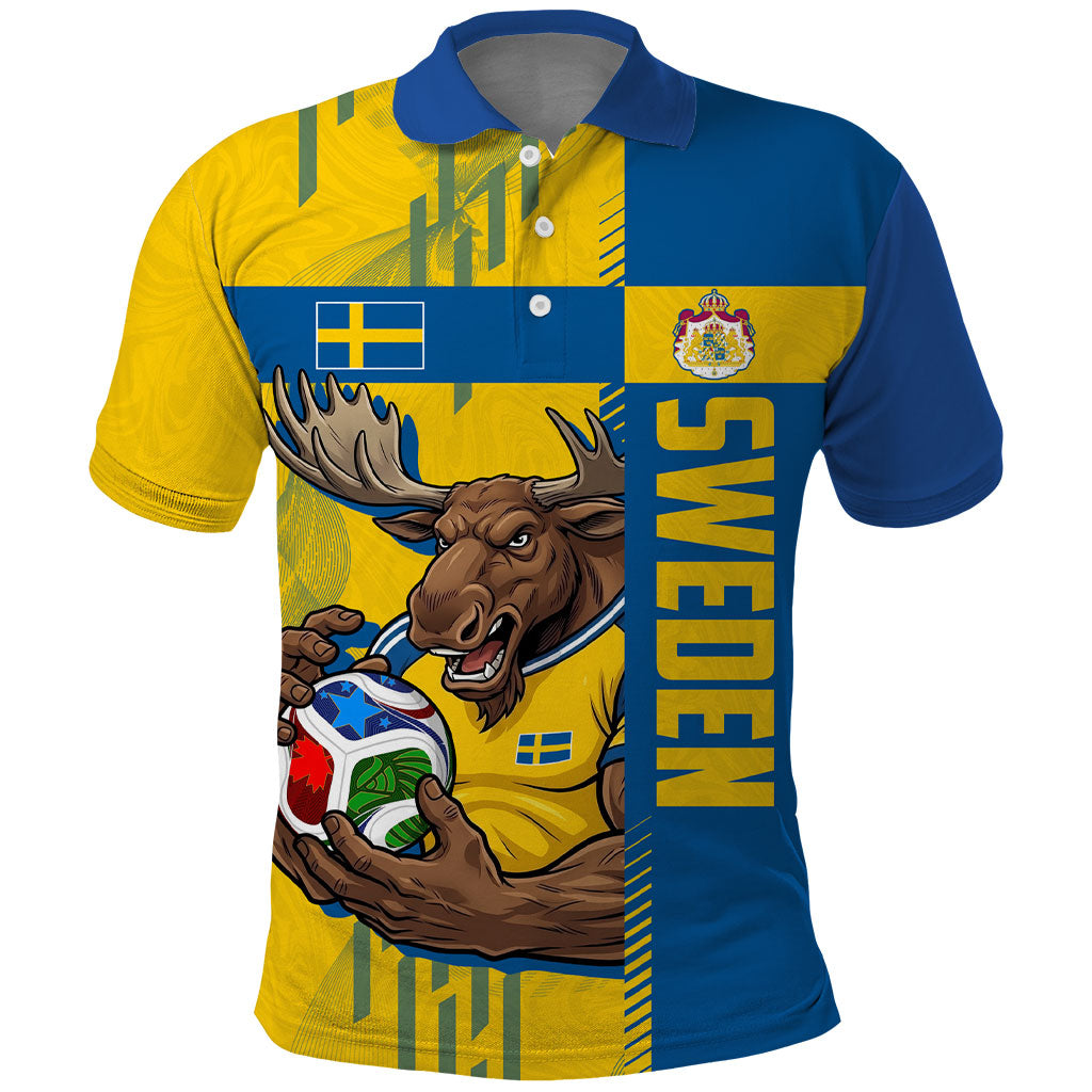 Personalized Sweden Soccer Polo Shirt Swedish Flag - Moose Football Mascot