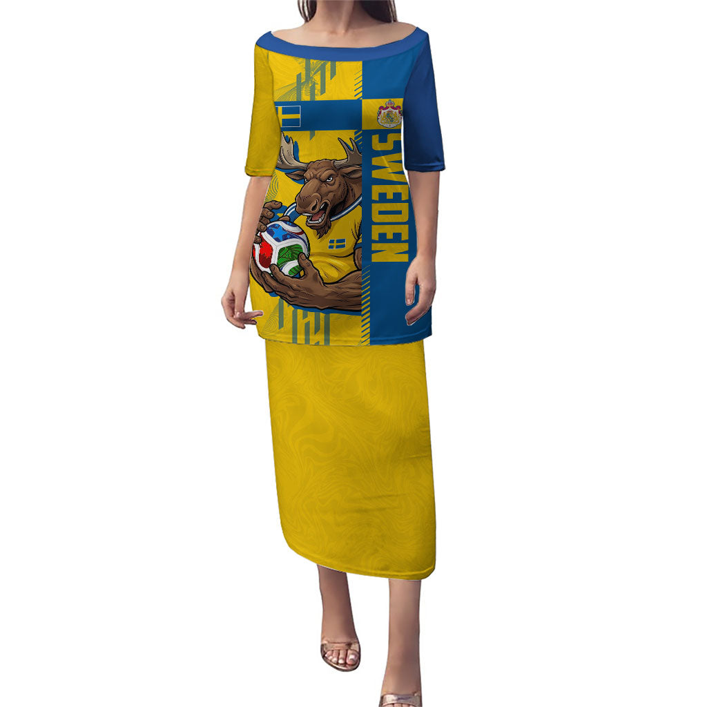Personalized Sweden Soccer Puletasi Swedish Flag - Moose Football Mascot