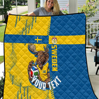 Personalized Sweden Soccer Quilt Swedish Flag - Moose Football Mascot