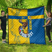 Personalized Sweden Soccer Quilt Swedish Flag - Moose Football Mascot