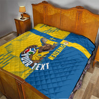 Personalized Sweden Soccer Quilt Swedish Flag - Moose Football Mascot