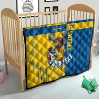 Personalized Sweden Soccer Quilt Swedish Flag - Moose Football Mascot