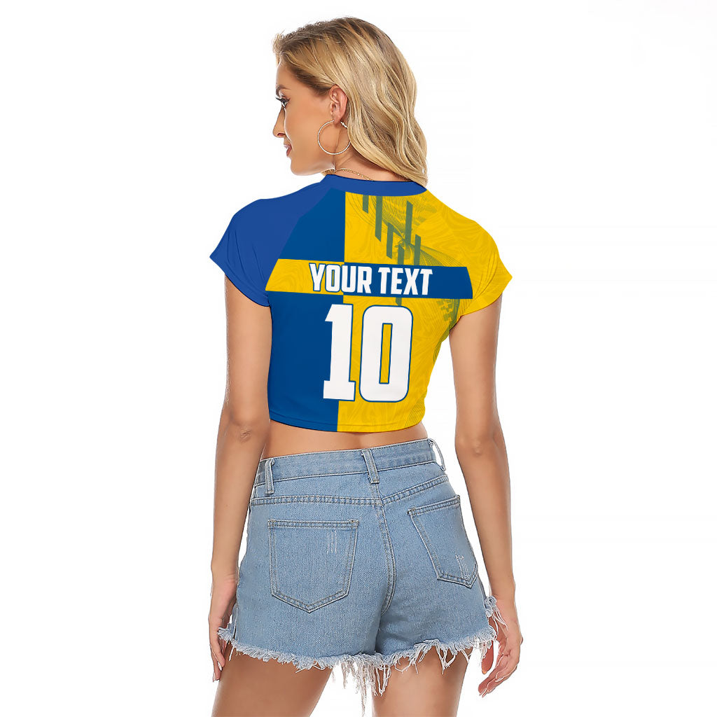 Personalized Sweden Soccer Raglan Cropped T Shirt Swedish Flag - Moose Football Mascot