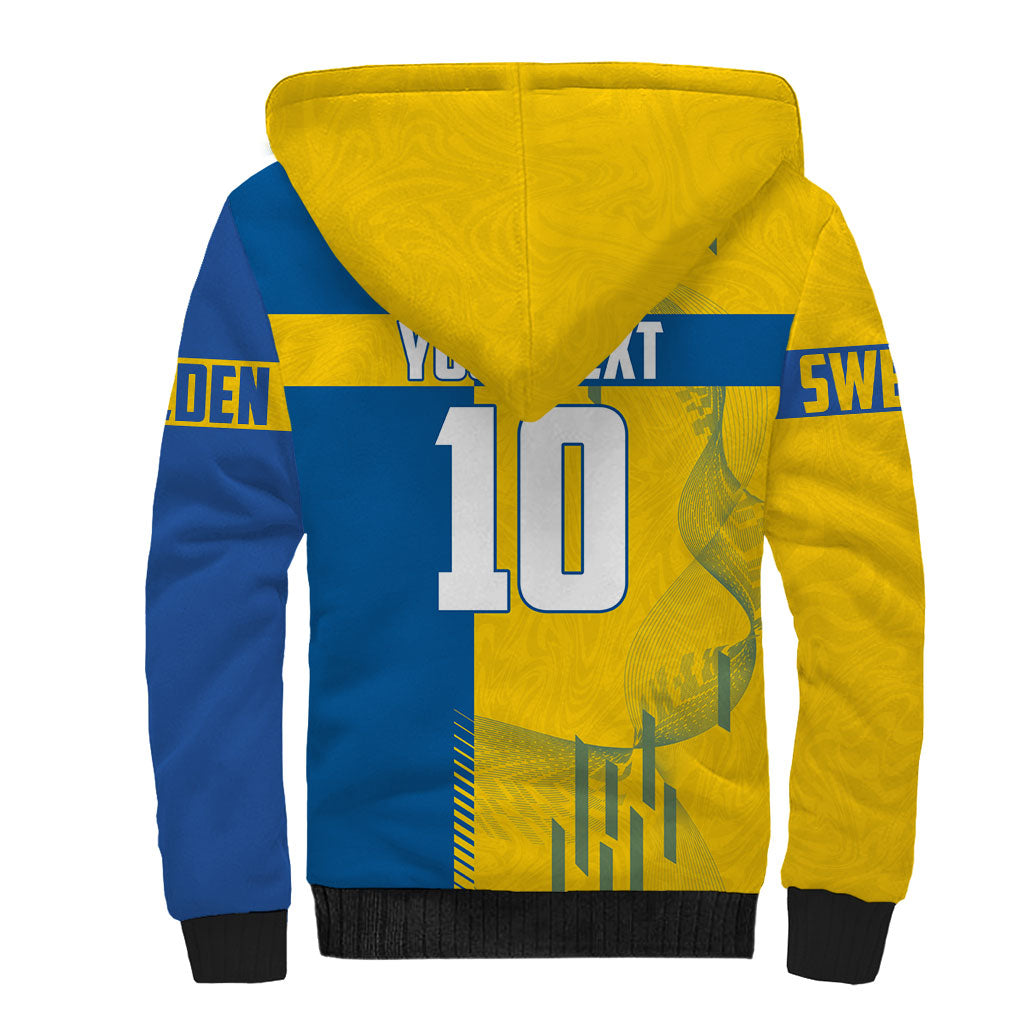 Personalized Sweden Soccer Sherpa Hoodie Swedish Flag - Moose Football Mascot