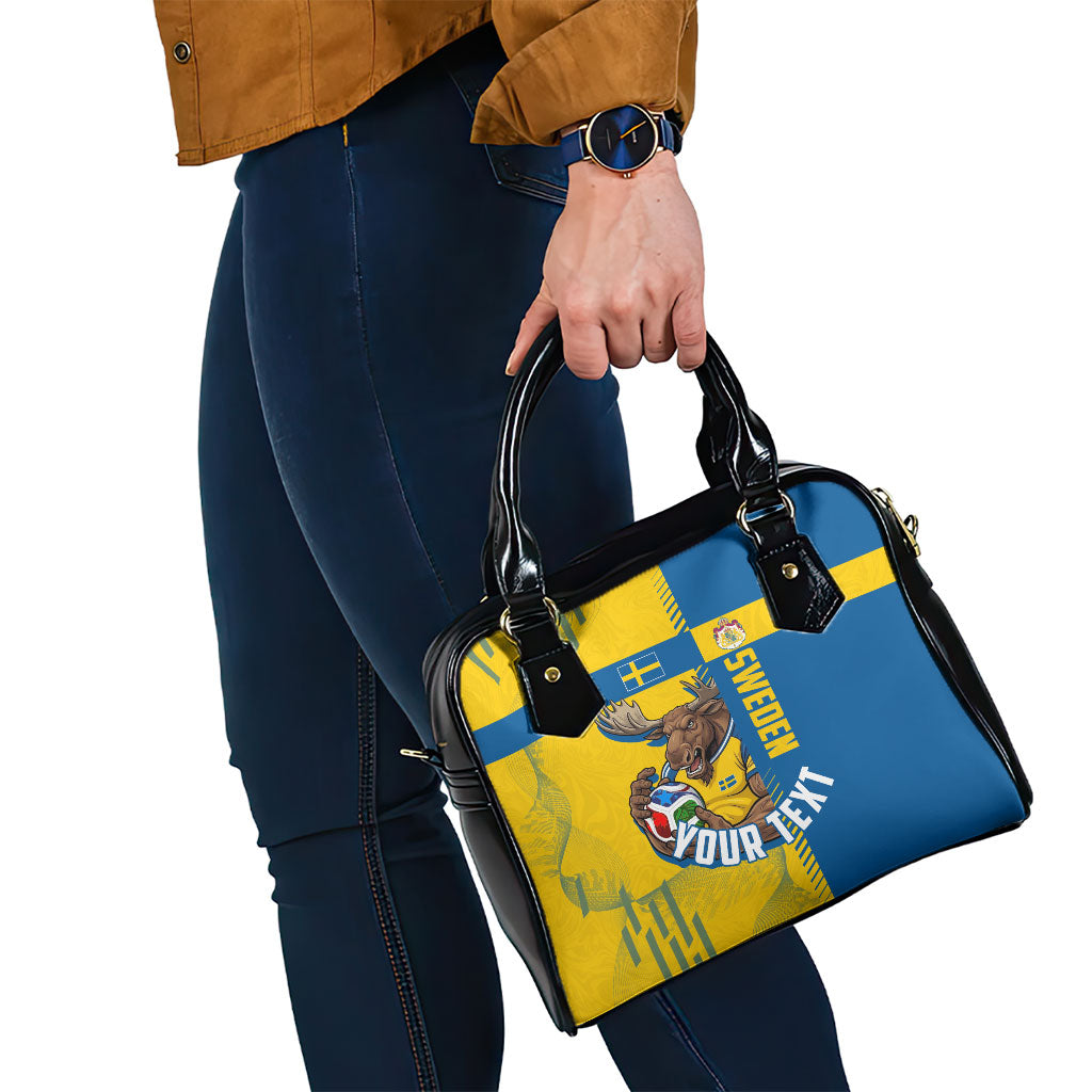 Personalized Sweden Soccer Shoulder Handbag Swedish Flag - Moose Football Mascot