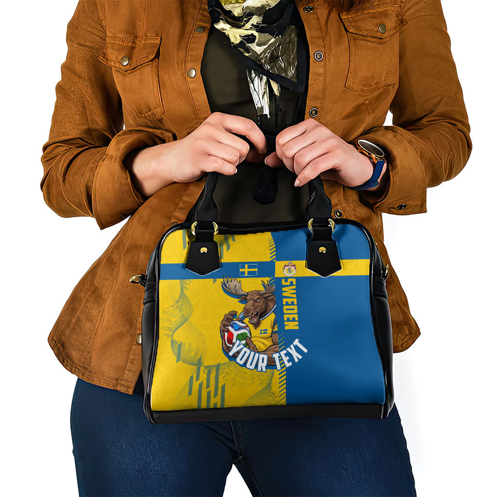 Personalized Sweden Soccer Shoulder Handbag Swedish Flag - Moose Football Mascot