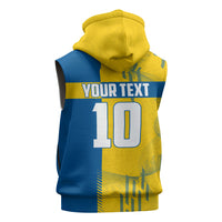 Personalized Sweden Soccer Sleeveless Zip Hoodie Swedish Flag - Moose Football Mascot