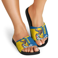 Personalized Sweden Soccer Slide Sandals Swedish Flag - Moose Football Mascot