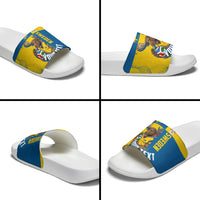 Personalized Sweden Soccer Slide Sandals Swedish Flag - Moose Football Mascot