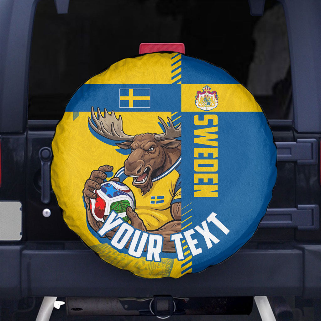 Personalized Sweden Soccer Spare Tire Cover Swedish Flag - Moose Football Mascot
