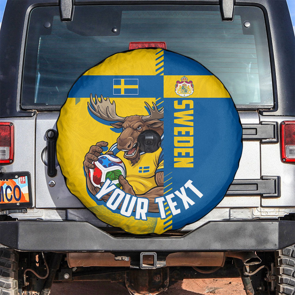 Personalized Sweden Soccer Spare Tire Cover Swedish Flag - Moose Football Mascot
