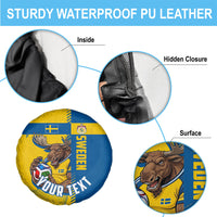 Personalized Sweden Soccer Spare Tire Cover Swedish Flag - Moose Football Mascot