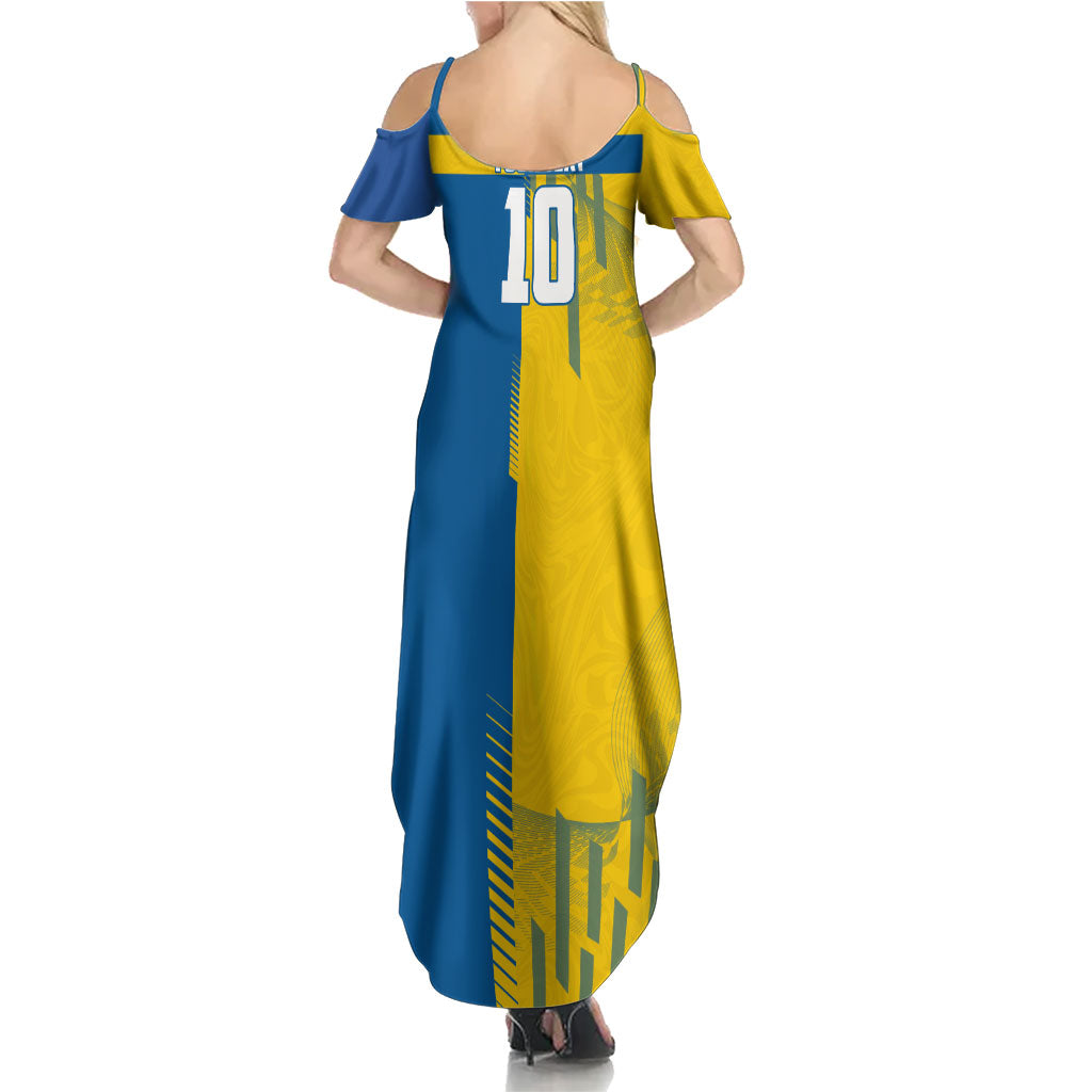 Personalized Sweden Soccer Summer Maxi Dress Swedish Flag - Moose Football Mascot