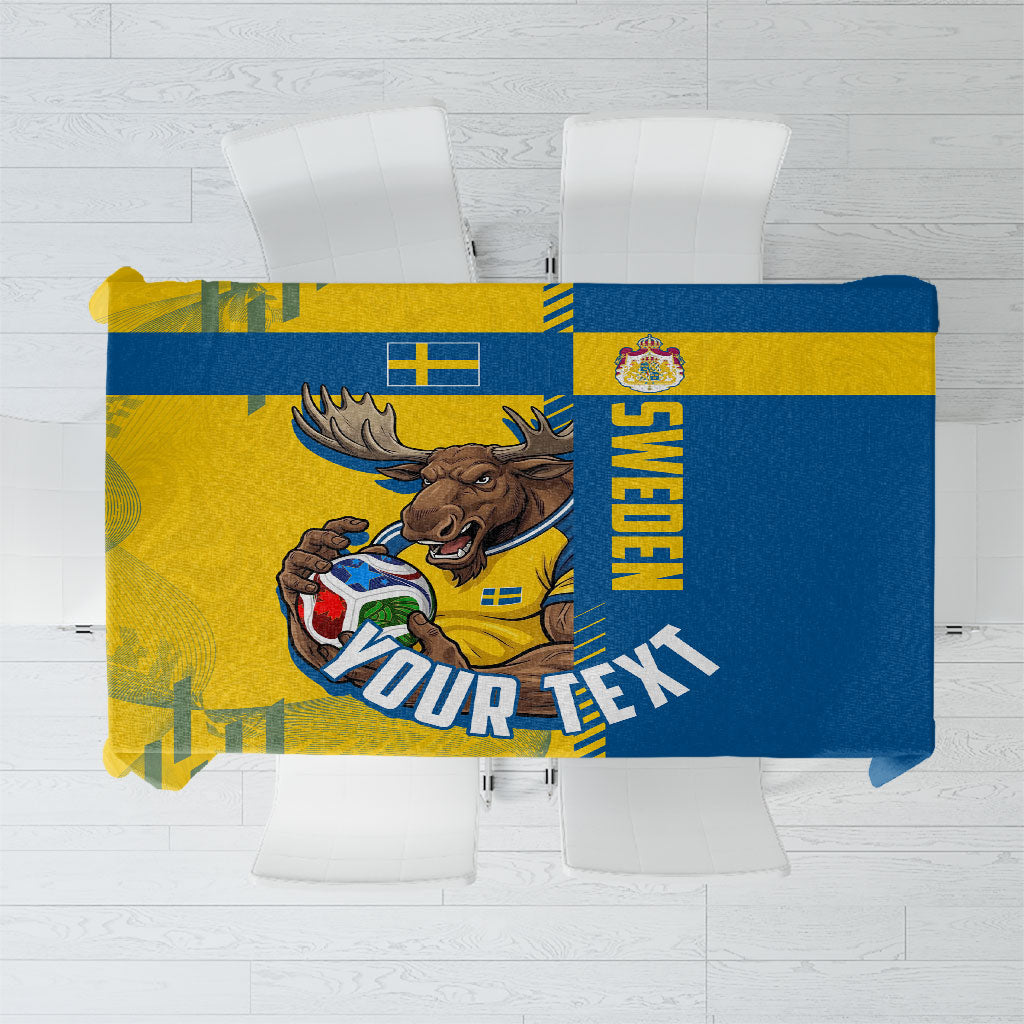 Personalized Sweden Soccer Tablecloth Swedish Flag - Moose Football Mascot