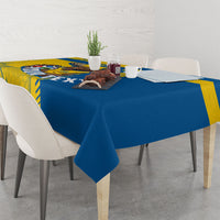 Personalized Sweden Soccer Tablecloth Swedish Flag - Moose Football Mascot