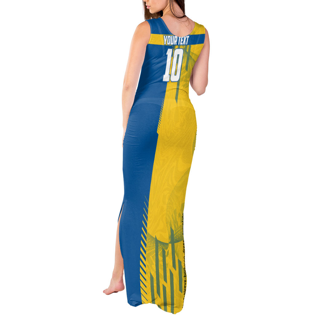 Personalized Sweden Soccer Tank Maxi Dress Swedish Flag - Moose Football Mascot