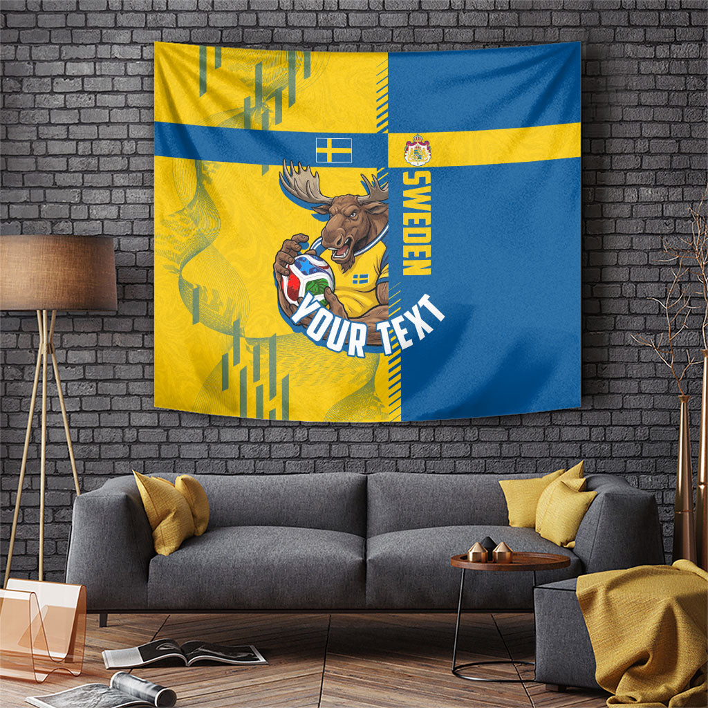 Personalized Sweden Soccer Tapestry Swedish Flag - Moose Football Mascot