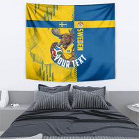 Personalized Sweden Soccer Tapestry Swedish Flag - Moose Football Mascot
