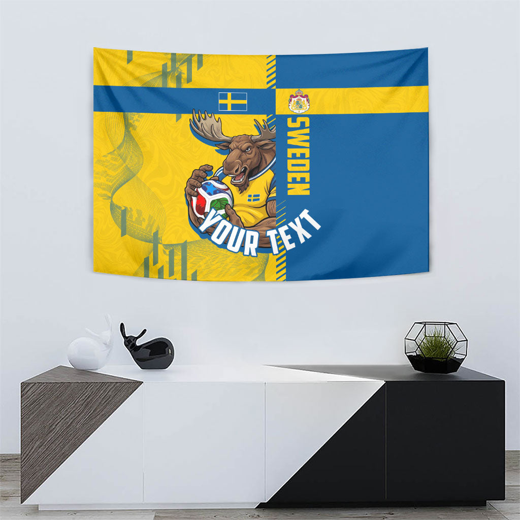 Personalized Sweden Soccer Tapestry Swedish Flag - Moose Football Mascot