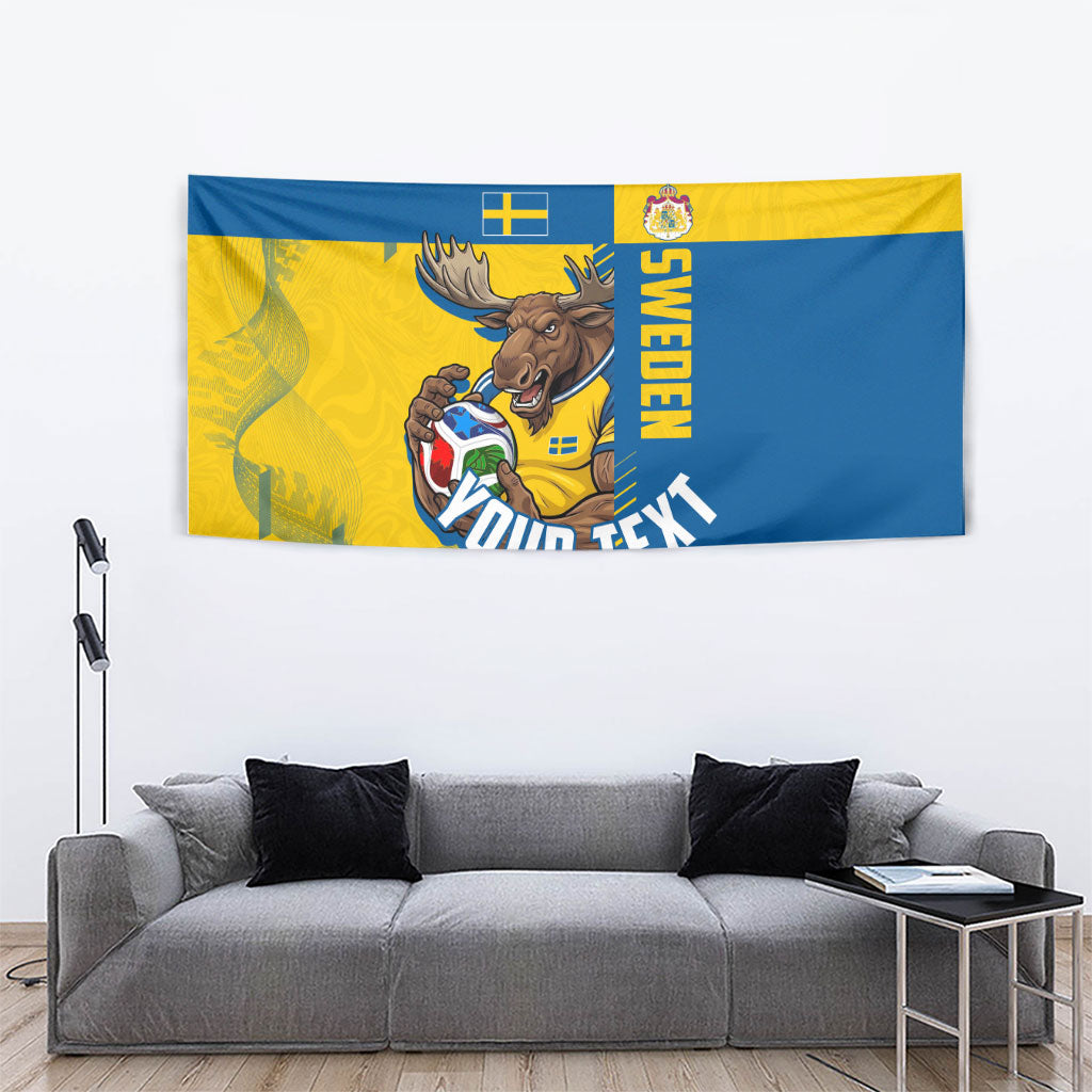 Personalized Sweden Soccer Tapestry Swedish Flag - Moose Football Mascot