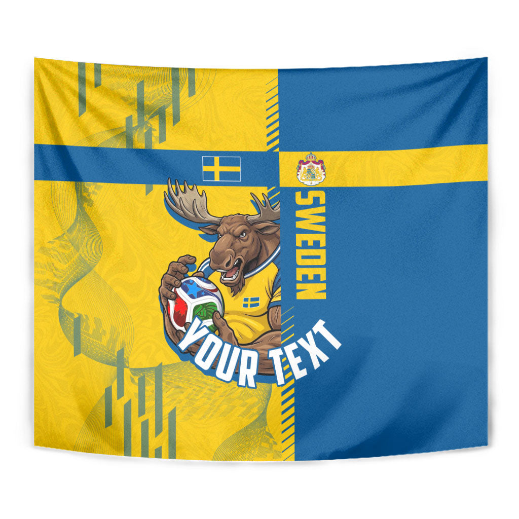 Personalized Sweden Soccer Tapestry Swedish Flag - Moose Football Mascot
