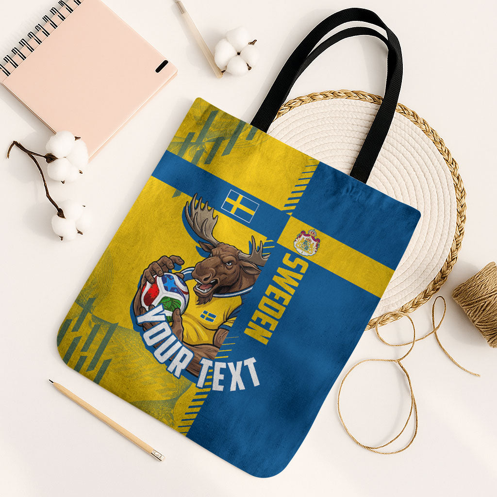 Personalized Sweden Soccer Tote Bag Swedish Flag - Moose Football Mascot