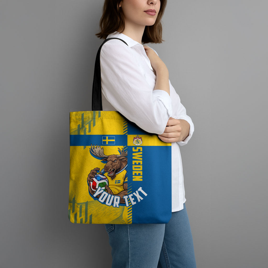 Personalized Sweden Soccer Tote Bag Swedish Flag - Moose Football Mascot