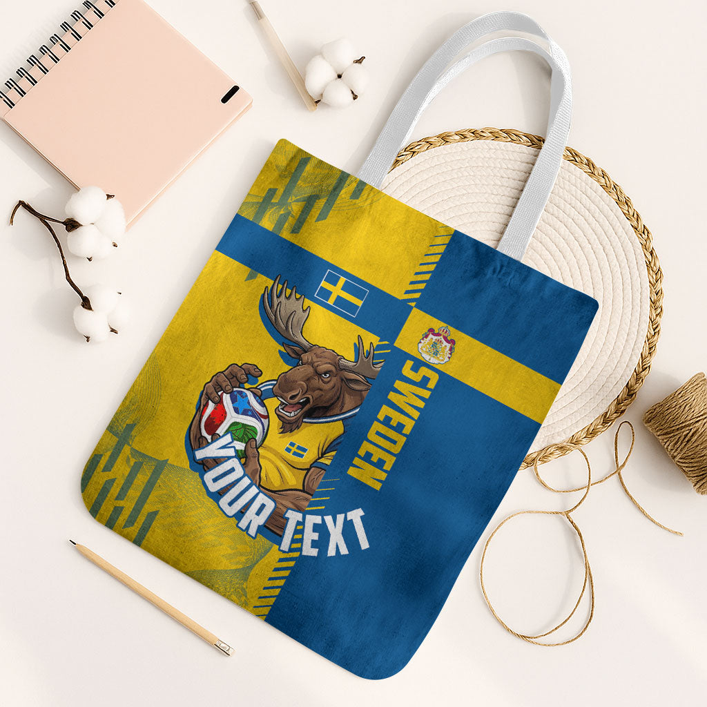 Personalized Sweden Soccer Tote Bag Swedish Flag - Moose Football Mascot