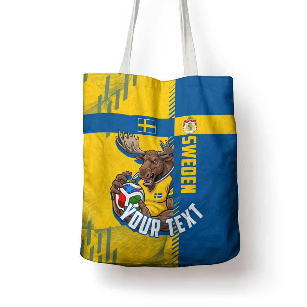 Personalized Sweden Soccer Tote Bag Swedish Flag - Moose Football Mascot