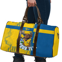 Personalized Sweden Soccer Travel Bag Swedish Flag - Moose Football Mascot