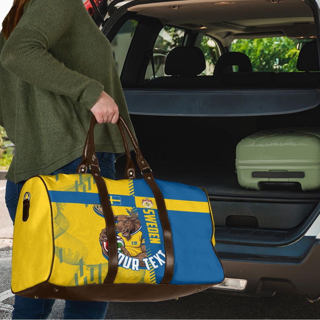 Personalized Sweden Soccer Travel Bag Swedish Flag - Moose Football Mascot