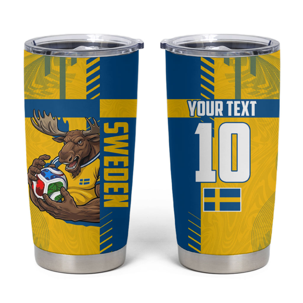 Personalized Sweden Soccer Tumbler Cup Swedish Flag - Moose Football Mascot