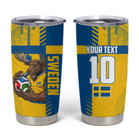 Personalized Sweden Soccer Tumbler Cup Swedish Flag - Moose Football Mascot