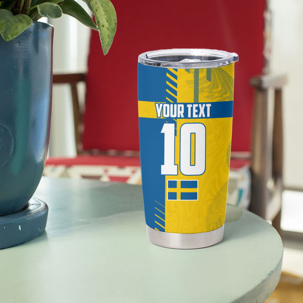 Personalized Sweden Soccer Tumbler Cup Swedish Flag - Moose Football Mascot