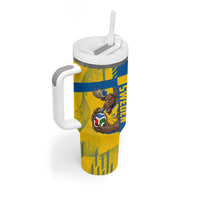 Personalized Sweden Soccer Tumbler With Handle Swedish Flag - Moose Football Mascot