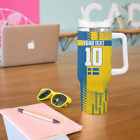 Personalized Sweden Soccer Tumbler With Handle Swedish Flag - Moose Football Mascot
